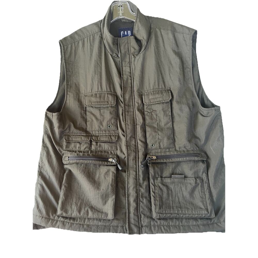 GAP Vintage Mens XL Tactical Utility Cargo Vest Fleece Lined Gorpcore Fisherman